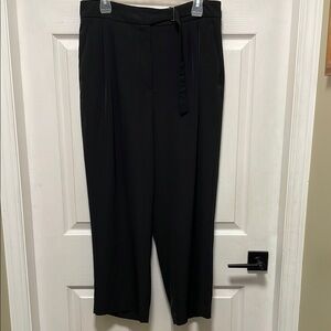 H&M | Black | HighWaisted | Trousers | Wide Leg | Crop | Toggle Belt | Size 10